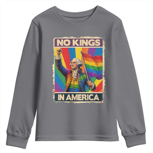 Funny Patriotic LGBT Graphic Youth Sweatshirt No Kings In America TS12 Charcoal Print Your Wear