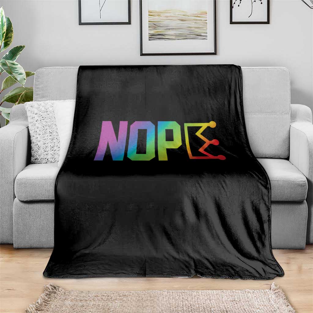 Nope No Kings Graphic Throw Blanket Humorous Political Gift