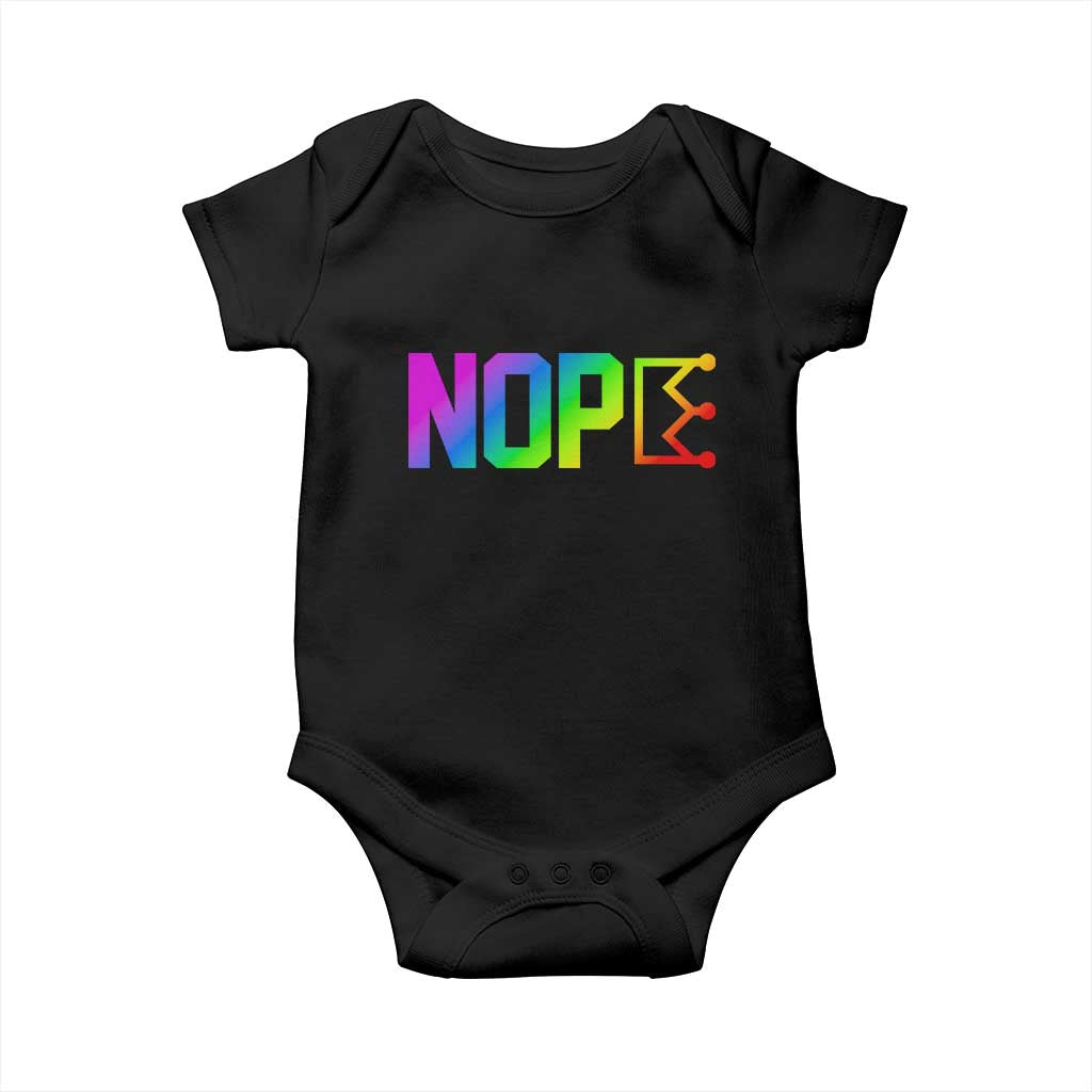 Nope No Kings Graphic Baby Onesie Humorous Political Gift TS12 Black Print Your Wear