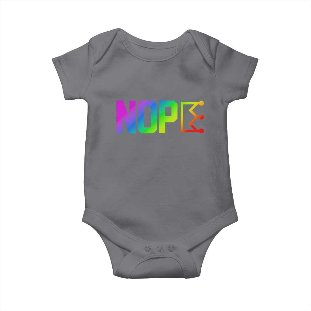 Nope No Kings Graphic Baby Onesie Humorous Political Gift TS12 Charcoal Print Your Wear