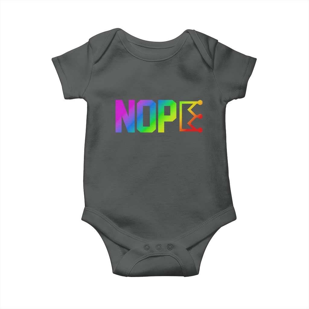 Nope No Kings Graphic Baby Onesie Humorous Political Gift TS12 Dark Heather Print Your Wear
