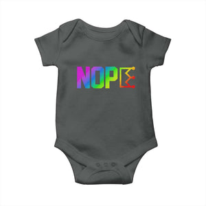 Nope No Kings Graphic Baby Onesie Humorous Political Gift TS12 Dark Heather Print Your Wear