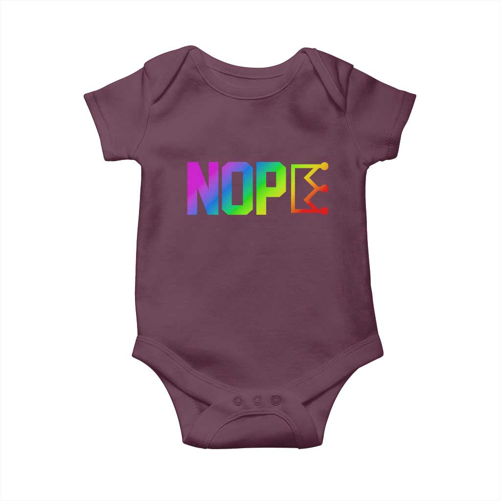 Nope No Kings Graphic Baby Onesie Humorous Political Gift TS12 Maroon Print Your Wear