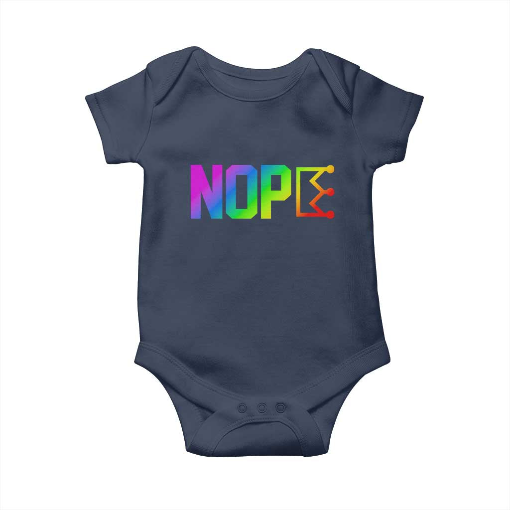 Nope No Kings Graphic Baby Onesie Humorous Political Gift TS12 Navy Print Your Wear
