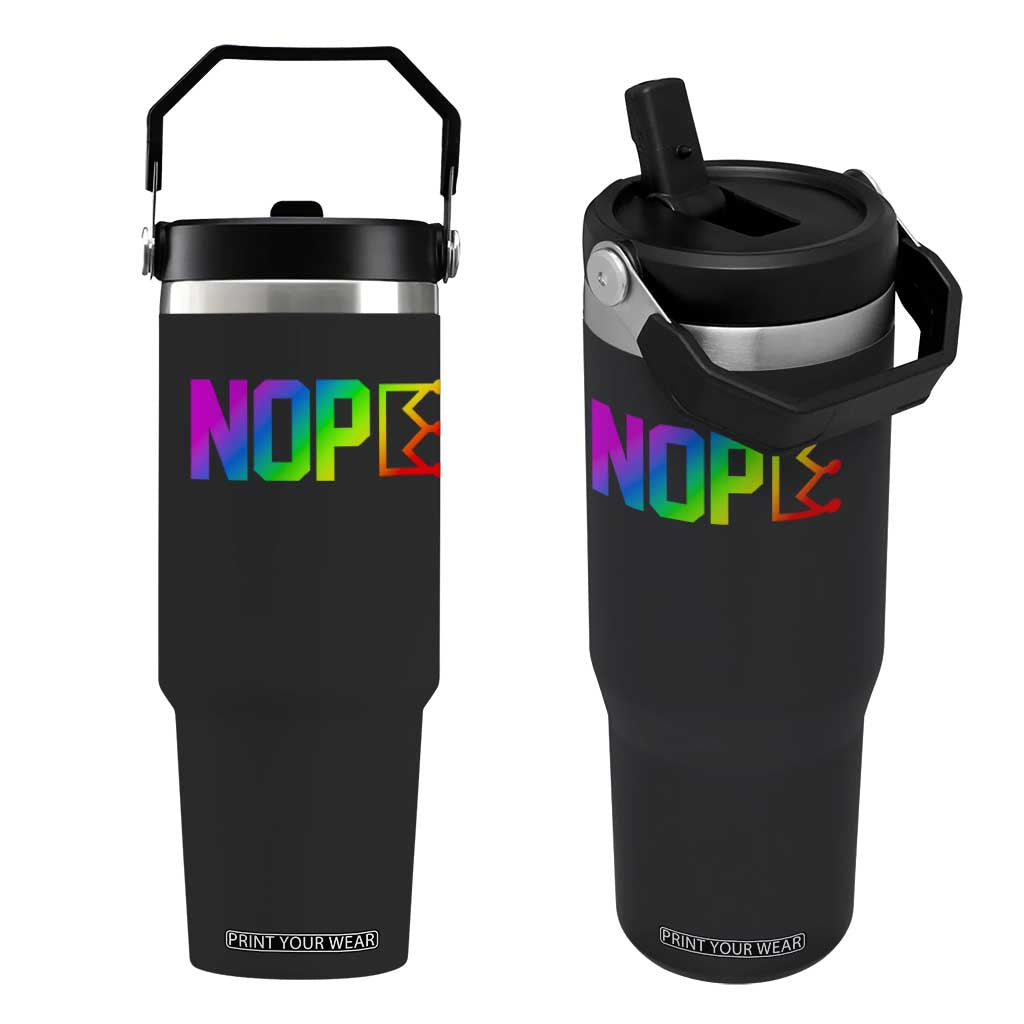 Nope No Kings Graphic Flip Straw Tumbler Humorous Political Gift TS12 One Size: 30 oz Black Print Your Wear