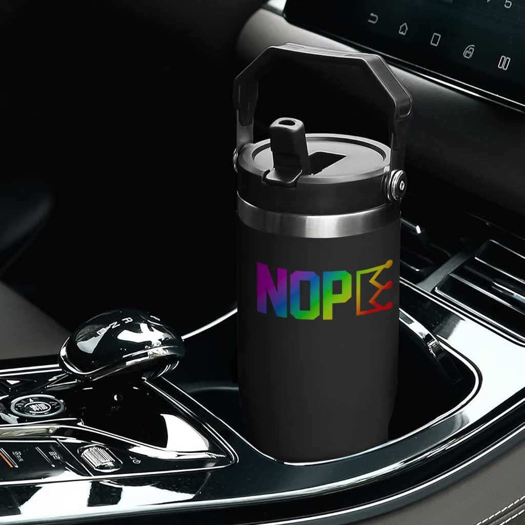 Nope No Kings Graphic Flip Straw Tumbler Humorous Political Gift TS12 Print Your Wear
