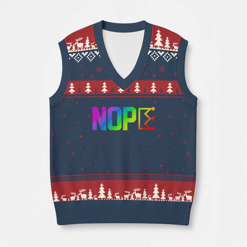 Nope No Kings Graphic V-Neck Knit Sweater Vest Humorous Political Gift