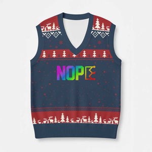 Nope No Kings Graphic V-Neck Knit Sweater Vest Humorous Political Gift