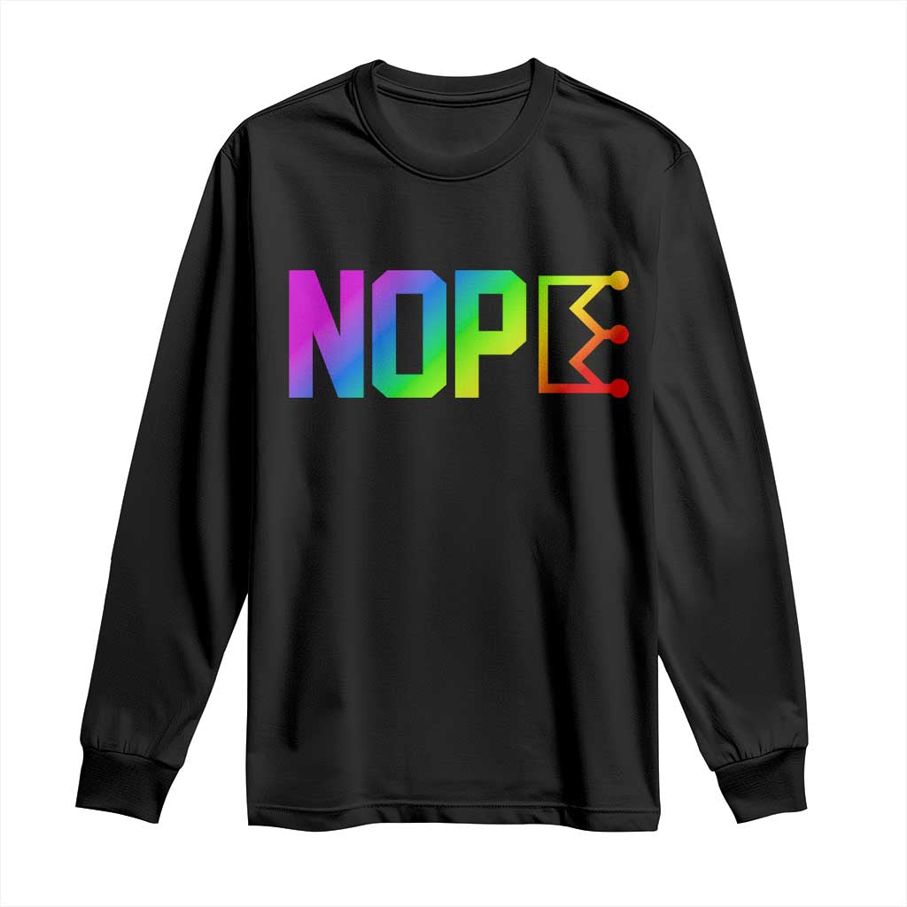 Nope No Kings Graphic Long Sleeve Shirt Humorous Political Gift