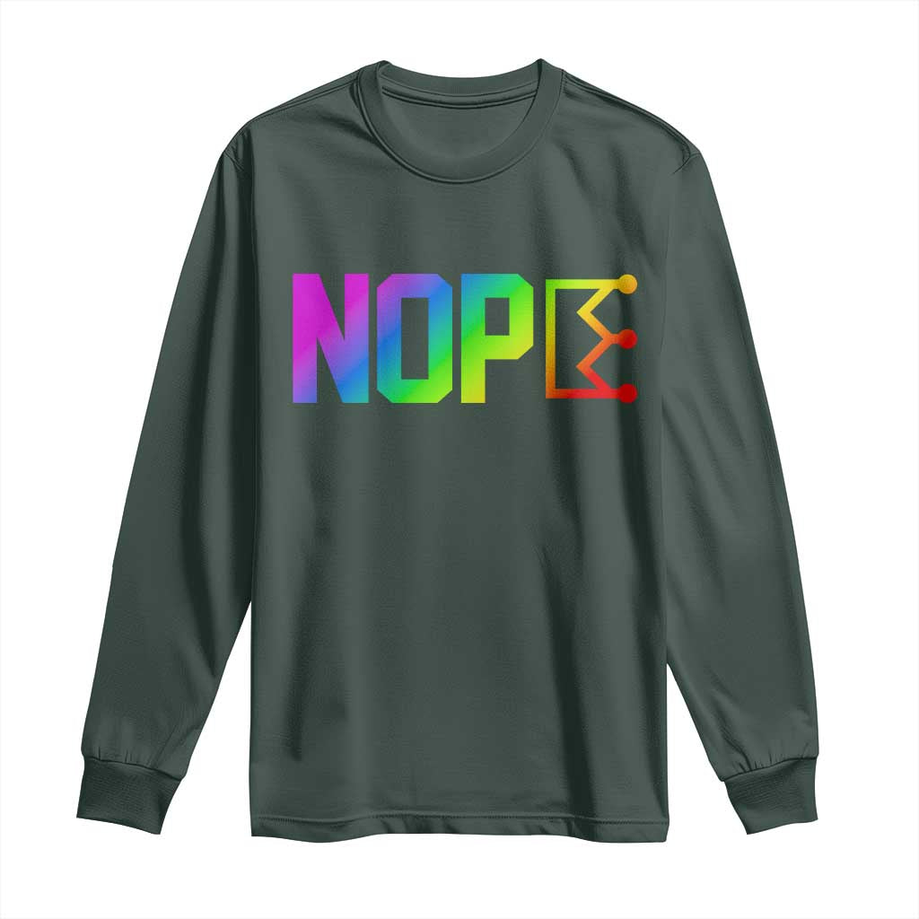 Nope No Kings Graphic Long Sleeve Shirt Humorous Political Gift