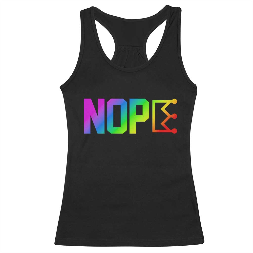 Nope No Kings Graphic Racerback Tank Top Humorous Political Gift