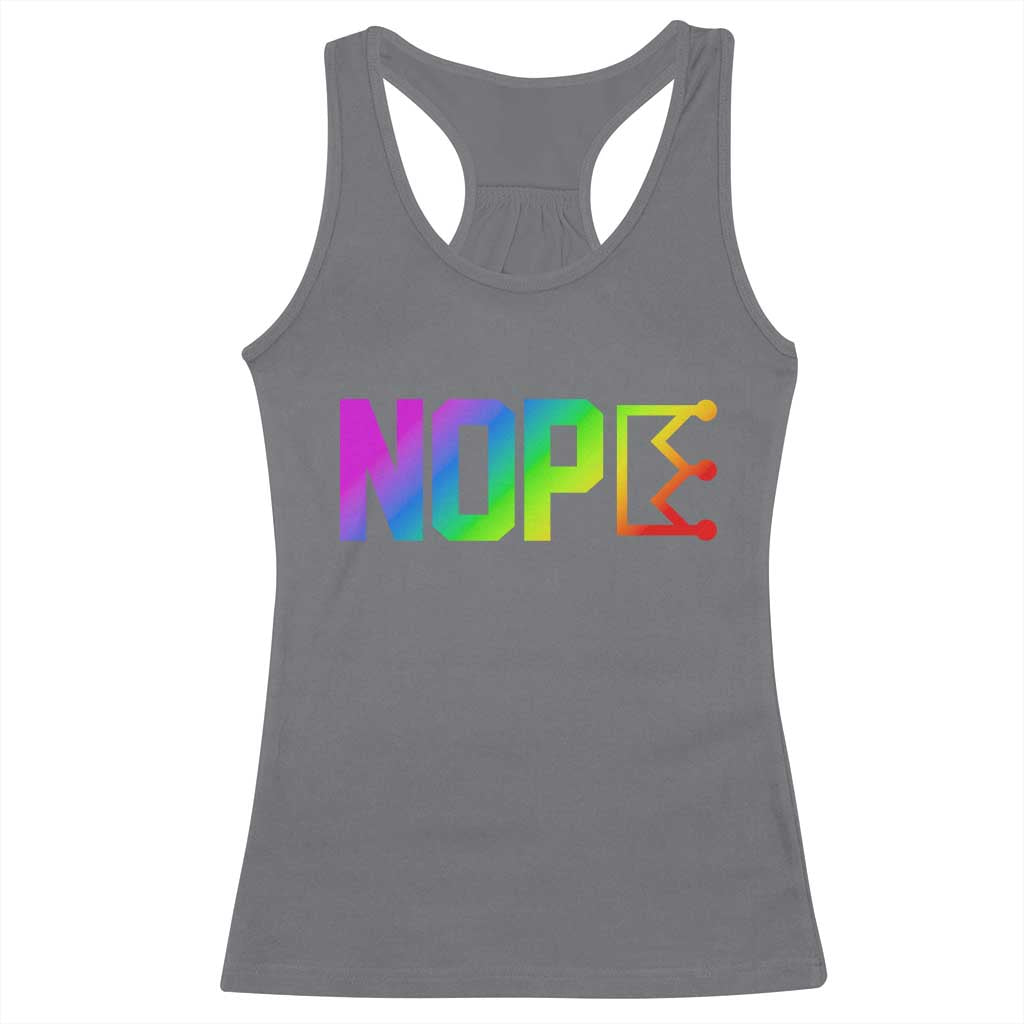 Nope No Kings Graphic Racerback Tank Top Humorous Political Gift