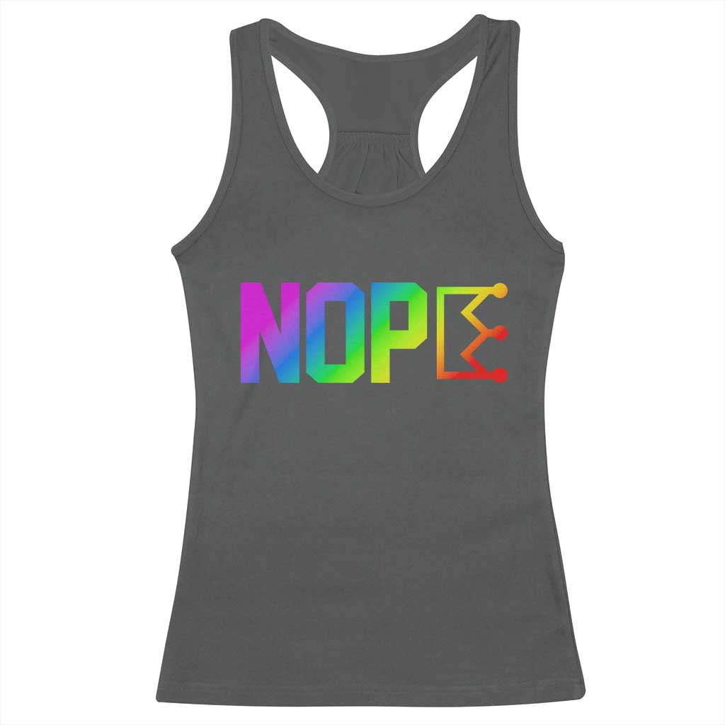 Nope No Kings Graphic Racerback Tank Top Humorous Political Gift