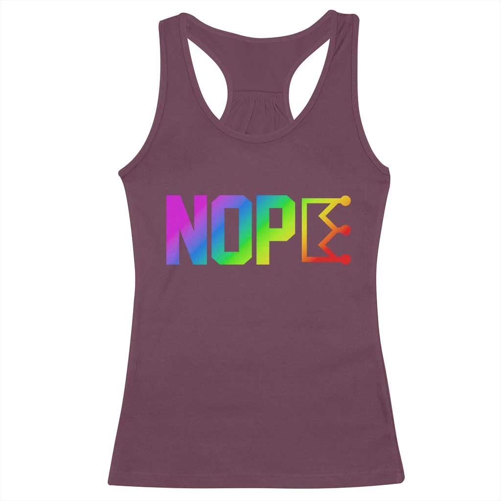 Nope No Kings Graphic Racerback Tank Top Humorous Political Gift