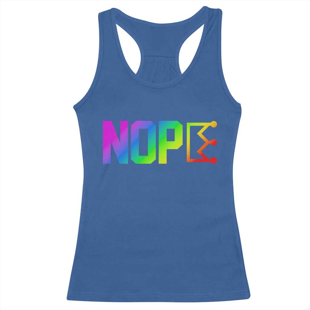 Nope No Kings Graphic Racerback Tank Top Humorous Political Gift