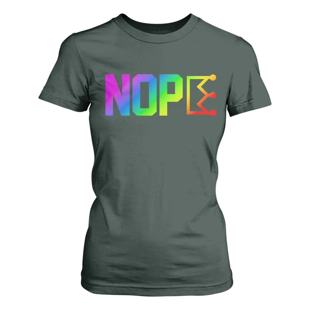 Nope No Kings Graphic T Shirt For Women Humorous Political Gift TS12 Dark Forest Green Print Your Wear