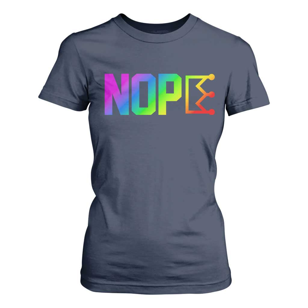 Nope No Kings Graphic T Shirt For Women Humorous Political Gift TS12 Navy Print Your Wear