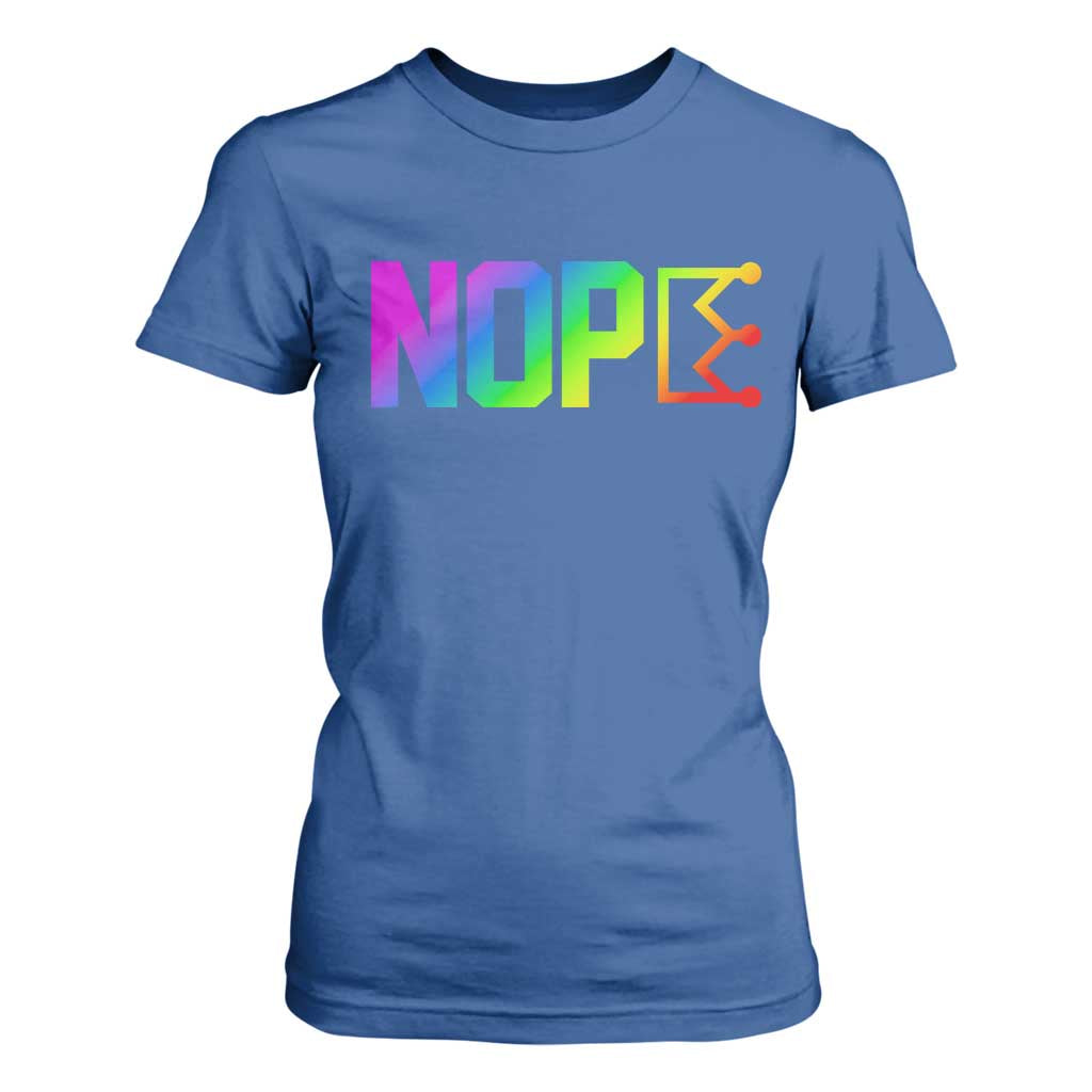 Nope No Kings Graphic T Shirt For Women Humorous Political Gift TS12 Royal Blue Print Your Wear