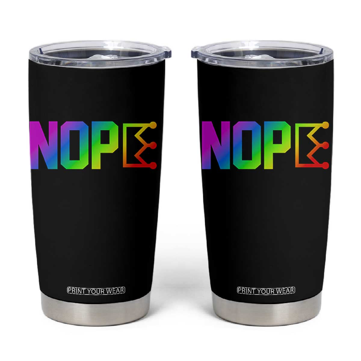 Nope No Kings Graphic Tumbler Cup Humorous Political Gift TS12 Black Print Your Wear