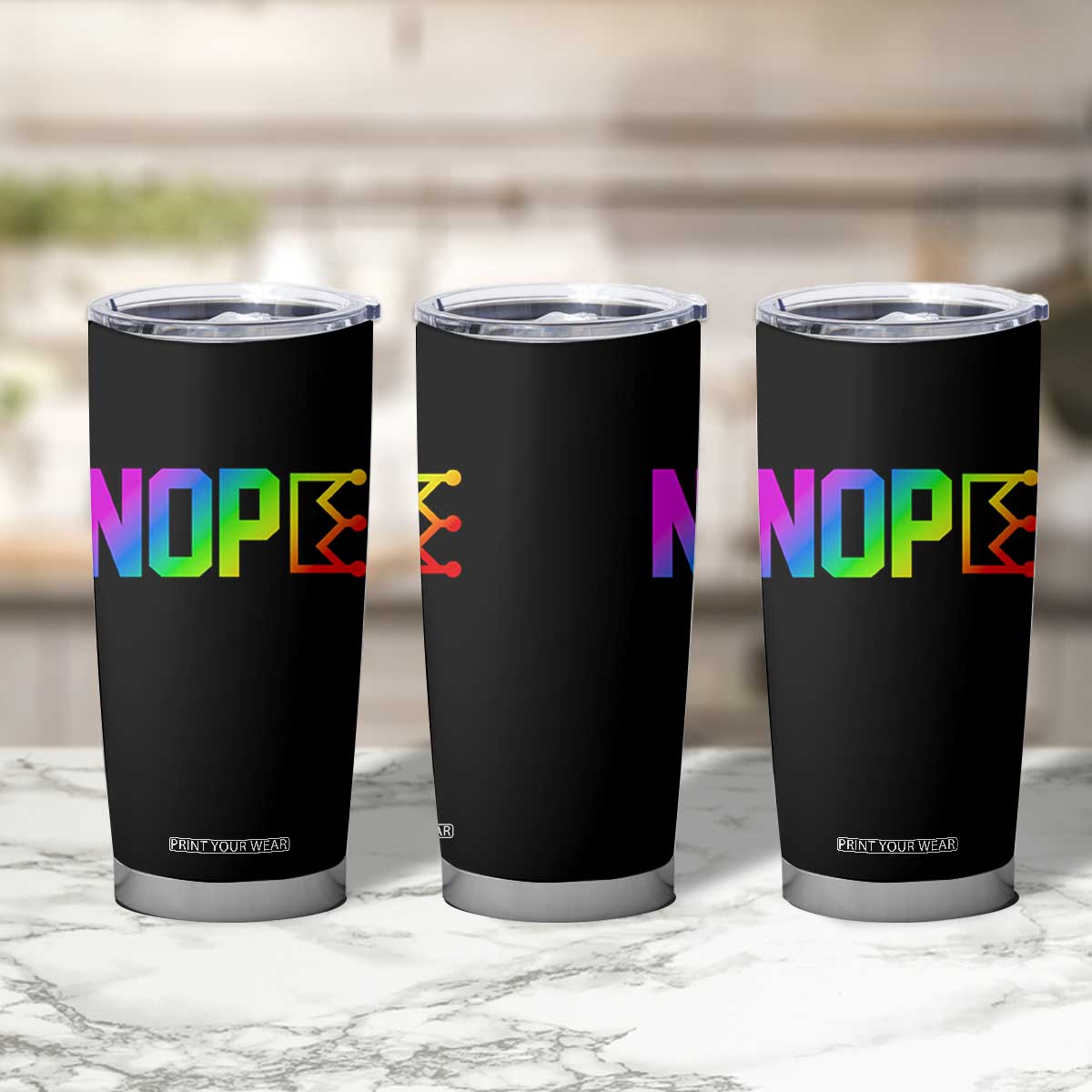 Nope No Kings Graphic Tumbler Cup Humorous Political Gift TS12 Print Your Wear