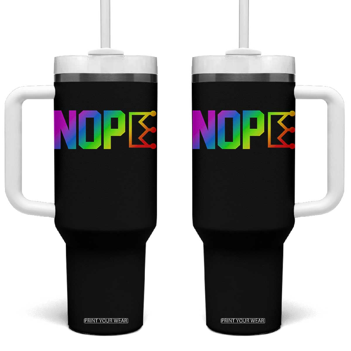 Nope No Kings Graphic Tumbler With Handle Humorous Political Gift TS12 One Size: 40 oz Black Print Your Wear