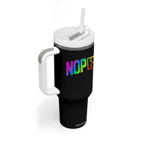 Nope No Kings Graphic Tumbler With Handle Humorous Political Gift TS12 Print Your Wear