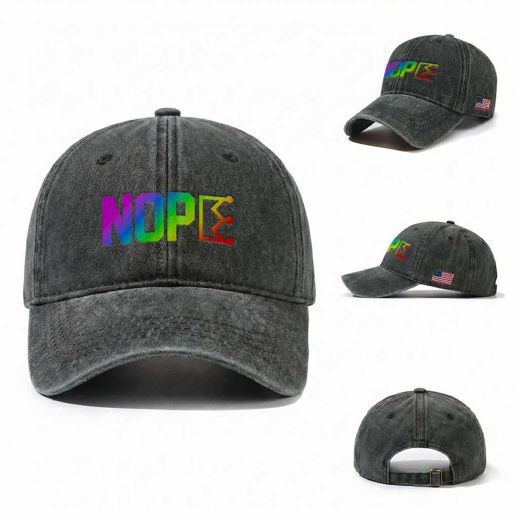 Nope No Kings Graphic Washed Cotton Baseball Cap Humorous Political Gift
