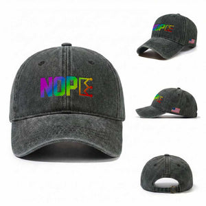 Nope No Kings Graphic Washed Cotton Baseball Cap Humorous Political Gift