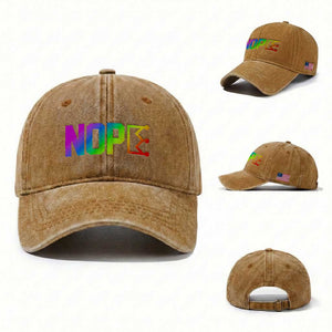 Nope No Kings Graphic Washed Cotton Baseball Cap Humorous Political Gift
