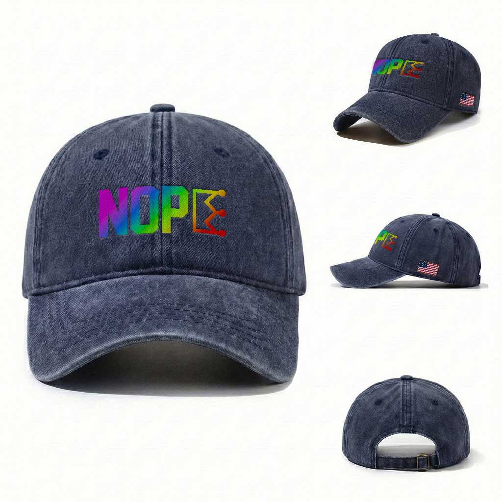 Nope No Kings Graphic Washed Cotton Baseball Cap Humorous Political Gift
