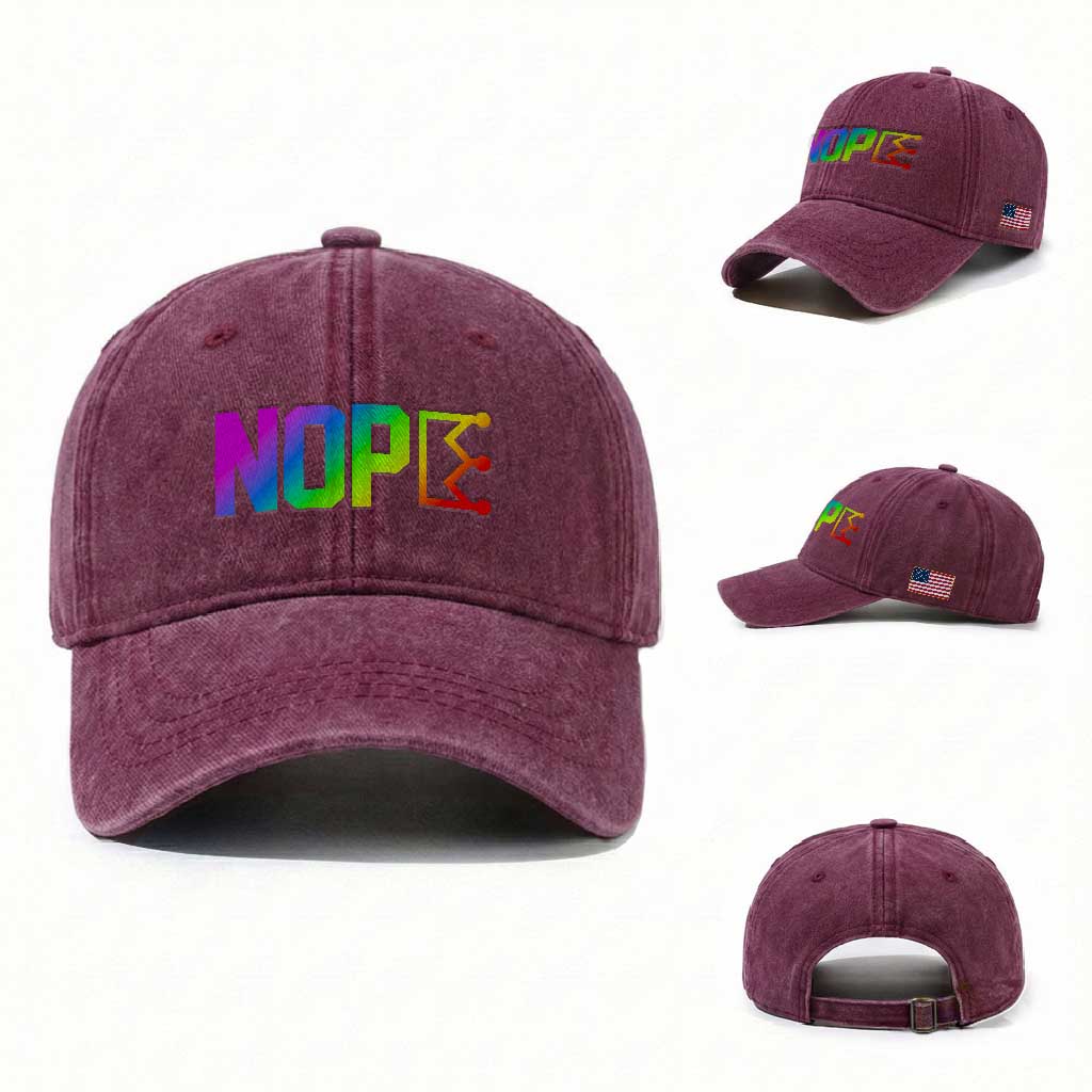 Nope No Kings Graphic Washed Cotton Baseball Cap Humorous Political Gift