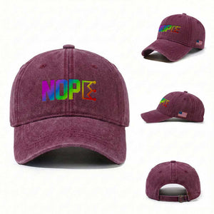 Nope No Kings Graphic Washed Cotton Baseball Cap Humorous Political Gift