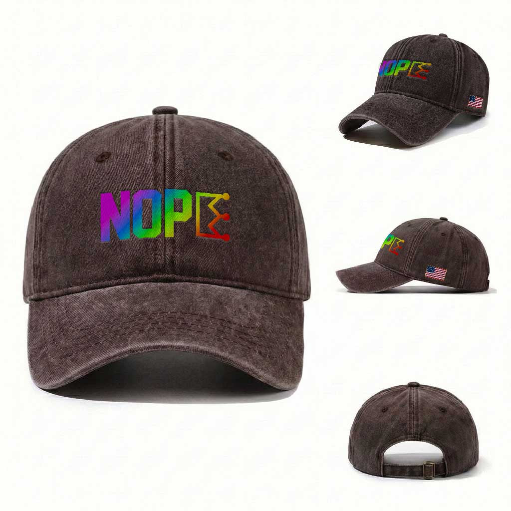 Nope No Kings Graphic Washed Cotton Baseball Cap Humorous Political Gift
