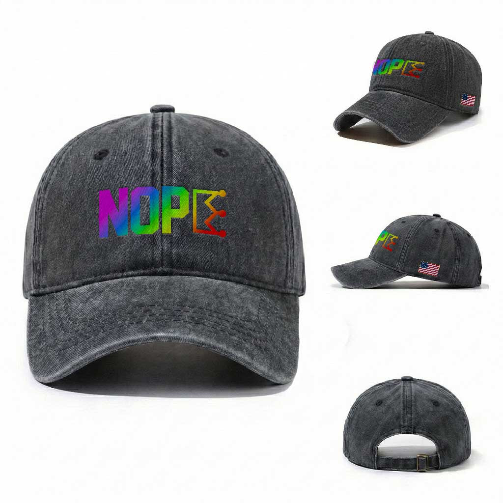 Nope No Kings Graphic Washed Cotton Baseball Cap Humorous Political Gift
