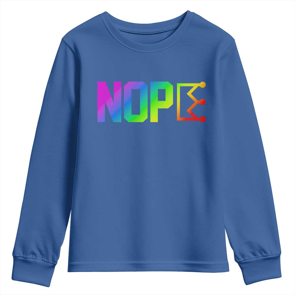 Nope No Kings Graphic Youth Sweatshirt Humorous Political Gift