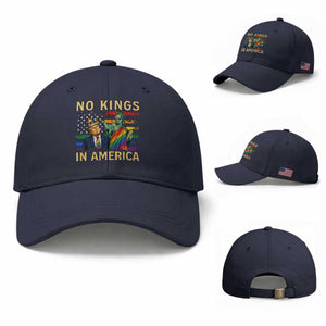No Kings In America Statue Of Liberty Pride Baseball Cap Humorous Political Gift TS12 Baseball Cap Universal Fit Navy Print Your Wear