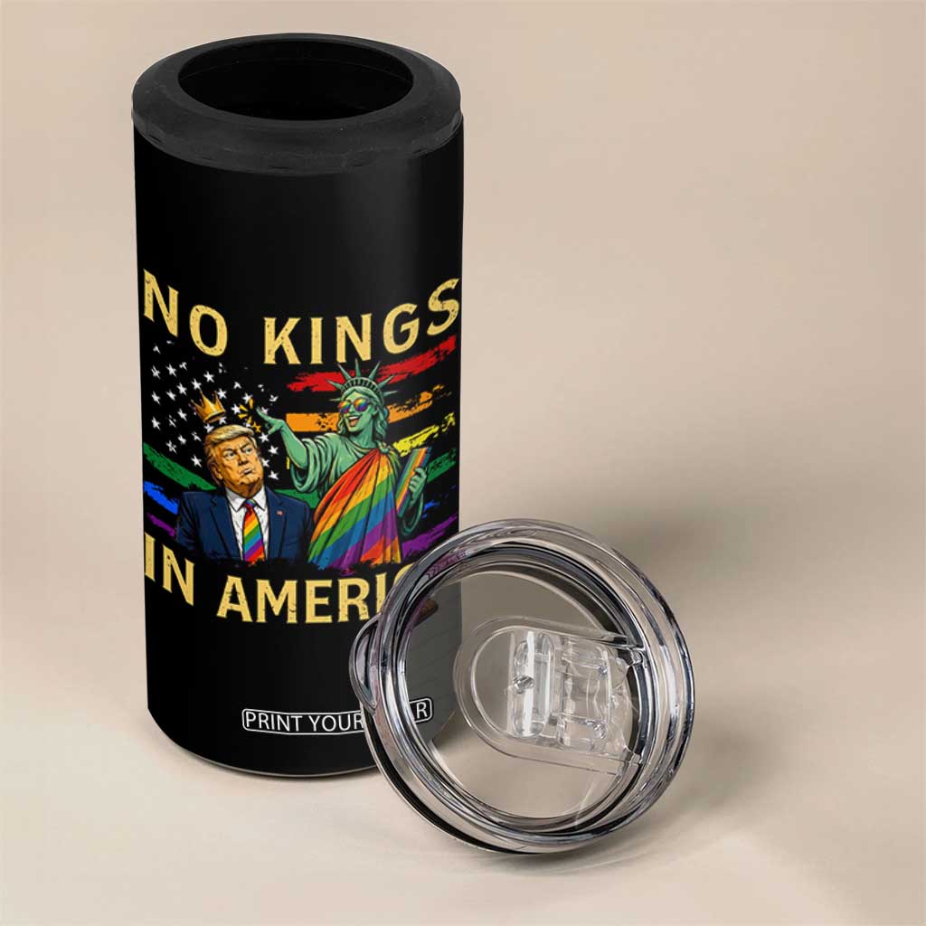 No Kings In America Statue Of Liberty Pride 4 in 1 Can Cooler Tumbler Humorous Political Gift TS12 Print Your Wear