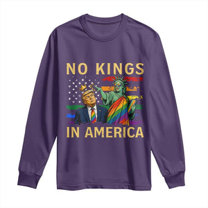 No Kings In America Statue Of Liberty Pride Long Sleeve Shirt Humorous Political Gift TS12 Purple Print Your Wear