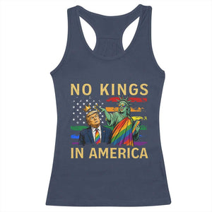 No Kings In America Statue Of Liberty Pride Racerback Tank Top Humorous Political Gift TS12 Navy Print Your Wear
