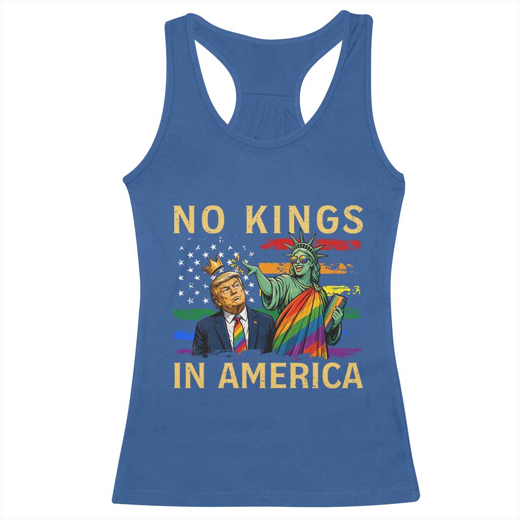 No Kings In America Statue Of Liberty Pride Racerback Tank Top Humorous Political Gift TS12 Royal Blue Print Your Wear