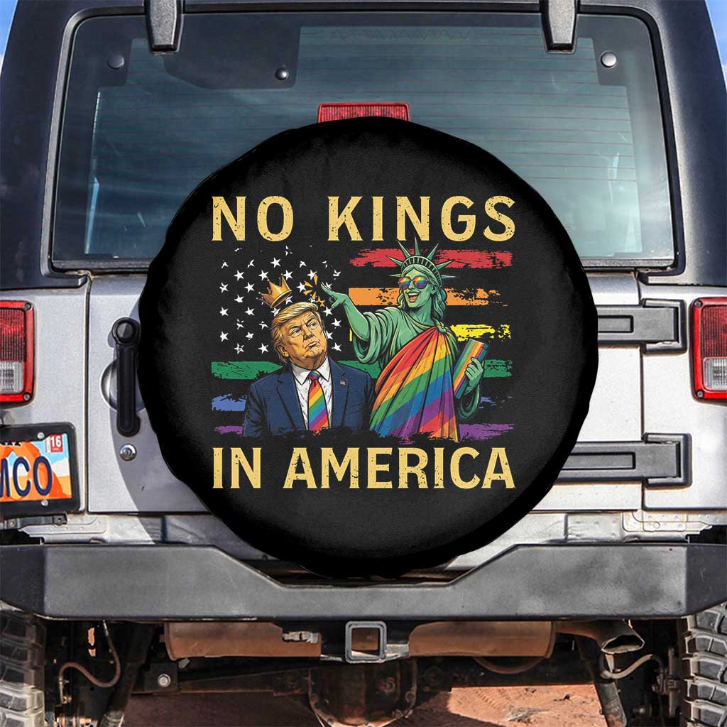 No Kings In America Statue Of Liberty Pride Spare Tire Cover Humorous Political Gift TS12 No hole Black Print Your Wear