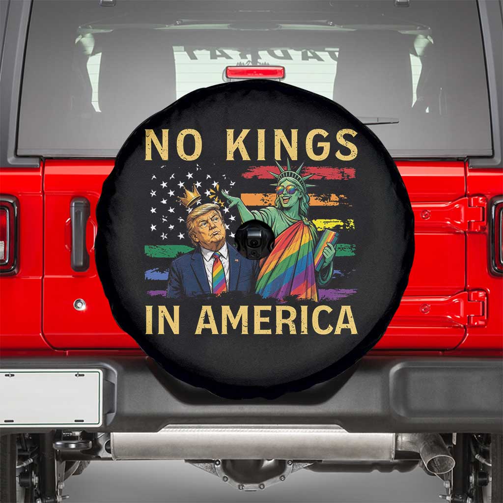 No Kings In America Statue Of Liberty Pride Spare Tire Cover Humorous Political Gift TS12 Black Print Your Wear