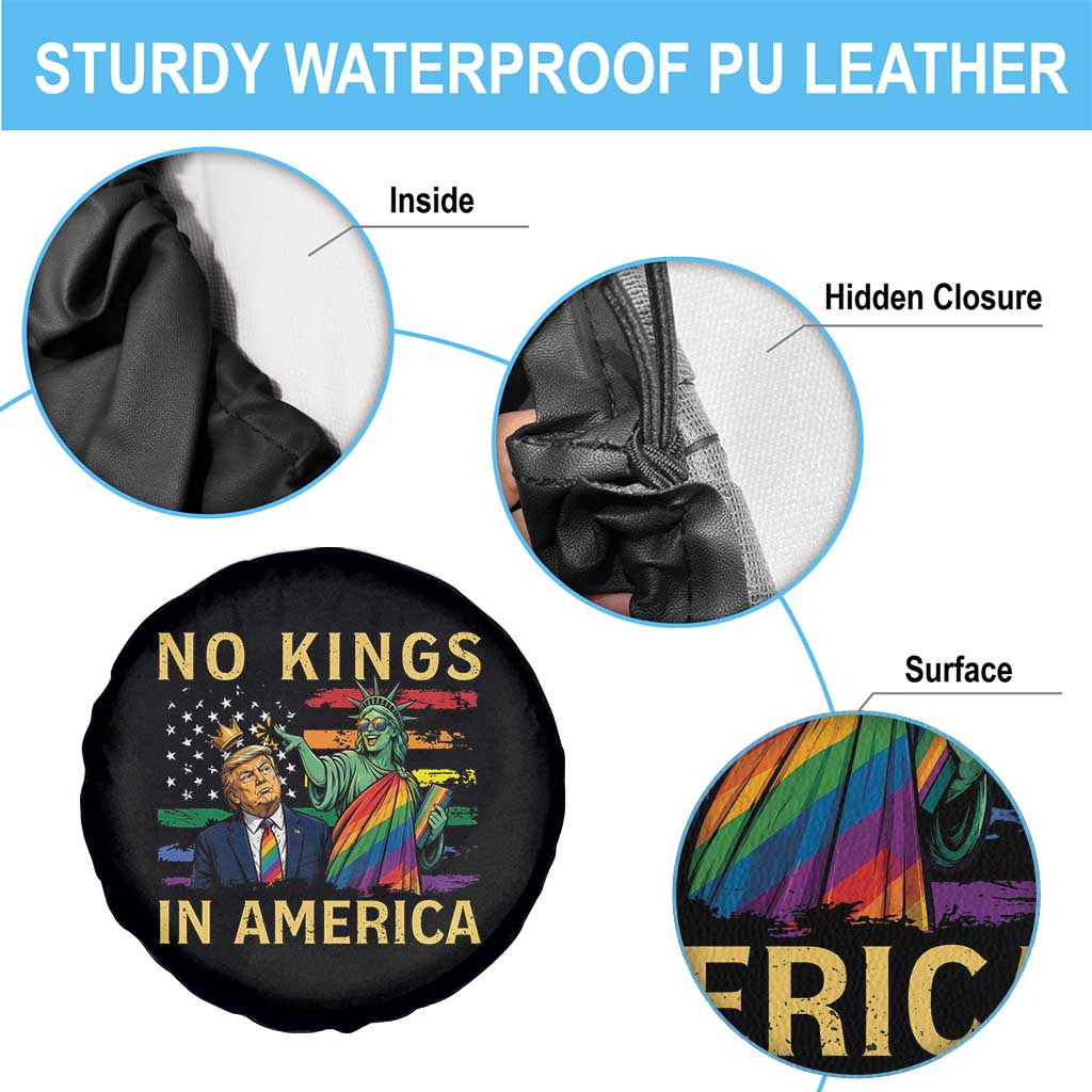 No Kings In America Statue Of Liberty Pride Spare Tire Cover Humorous Political Gift TS12 Print Your Wear