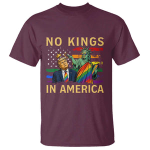 No Kings In America Statue Of Liberty Pride T Shirt Humorous Political Gift TS12 Maroon Print Your Wear