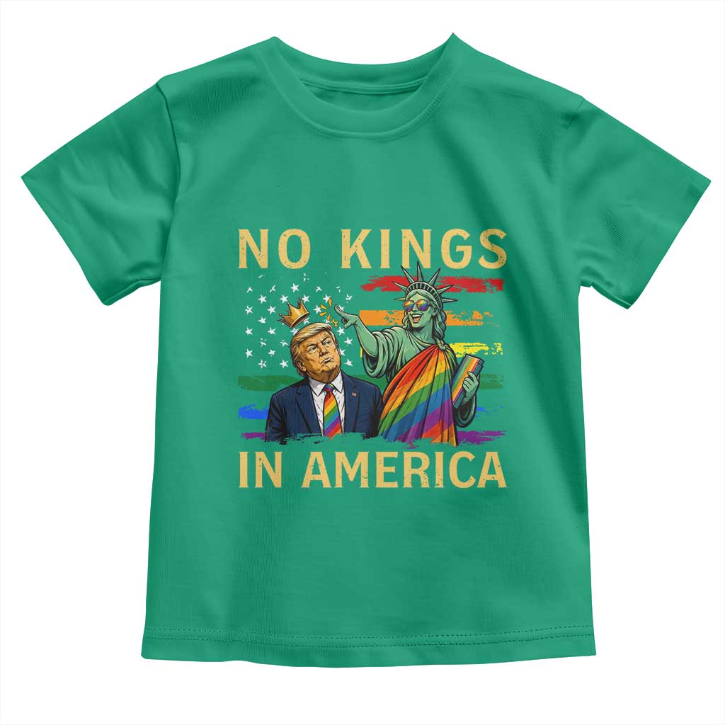 No Kings In America Statue Of Liberty Pride Toddler T Shirt Humorous Political Gift TS12 Irish Green Print Your Wear
