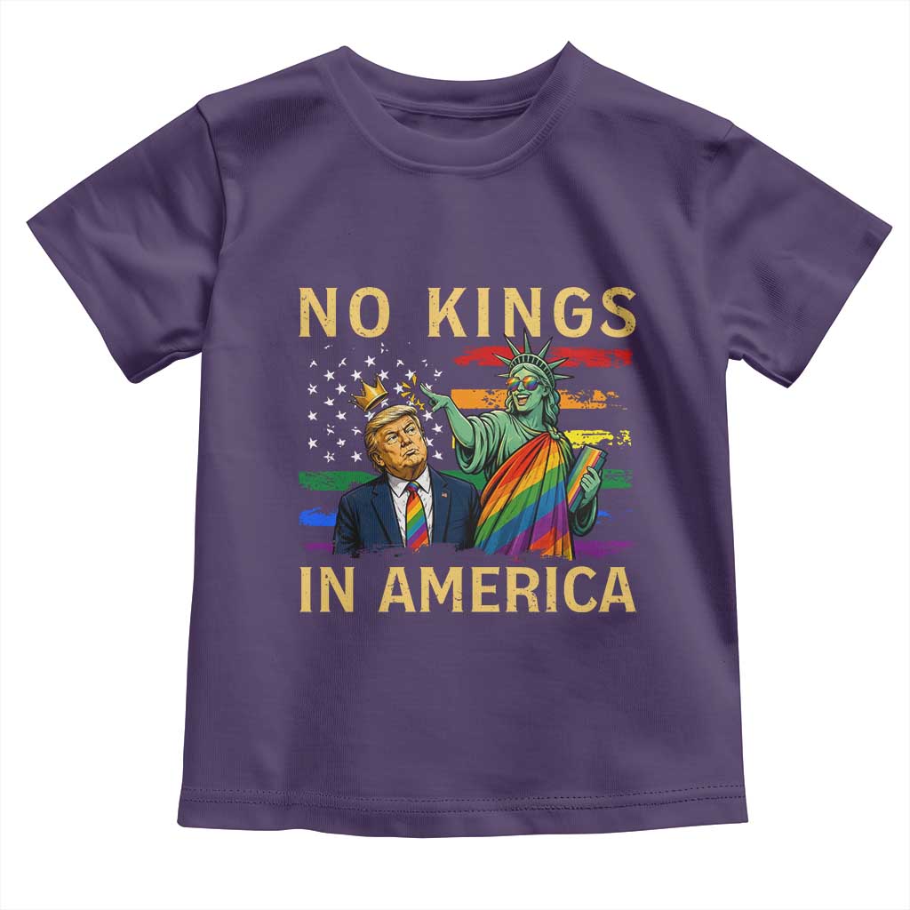 No Kings In America Statue Of Liberty Pride Toddler T Shirt Humorous Political Gift TS12 Purple Print Your Wear