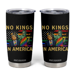 No Kings In America Statue Of Liberty Pride Tumbler Cup Humorous Political Gift TS12 Black Print Your Wear
