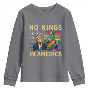 No Kings In America Statue Of Liberty Pride Youth Sweatshirt Humorous Political Gift TS12 Charcoal Print Your Wear