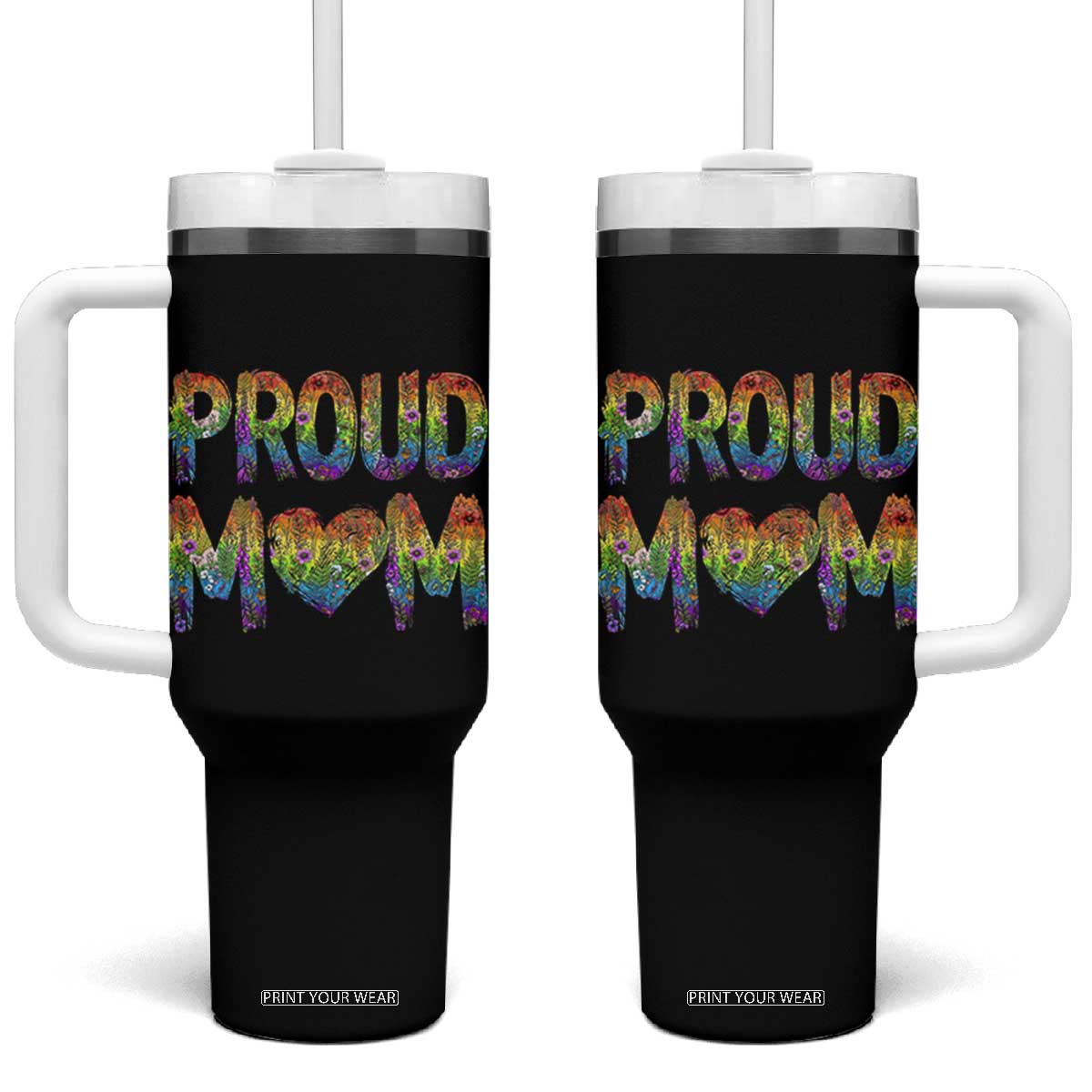Proud Mom LGBTQ Human Rights Support Tumbler With Handle TS12 One Size: 40 oz Black Print Your Wear