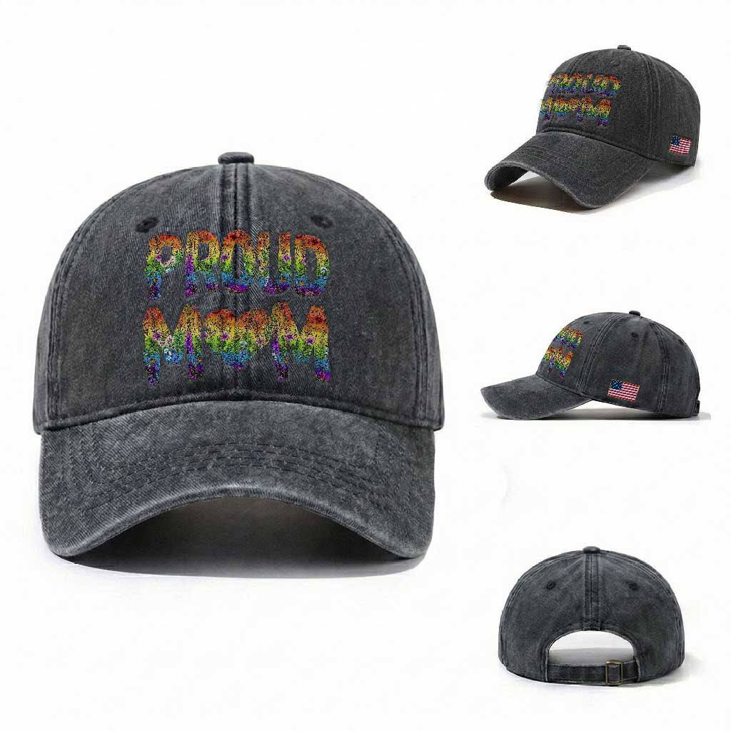 Proud Mom LGBTQ Human Rights Support Washed Cotton Baseball Cap